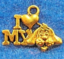 50Pcs. WHOLESALE Tibetan Antique Gold  "I LOVE MY DOG" Charm Earring Drops Q0635