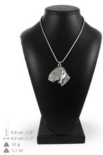 Bedlington Terrier - silver plated necklace on silver cord, Art Dog USA