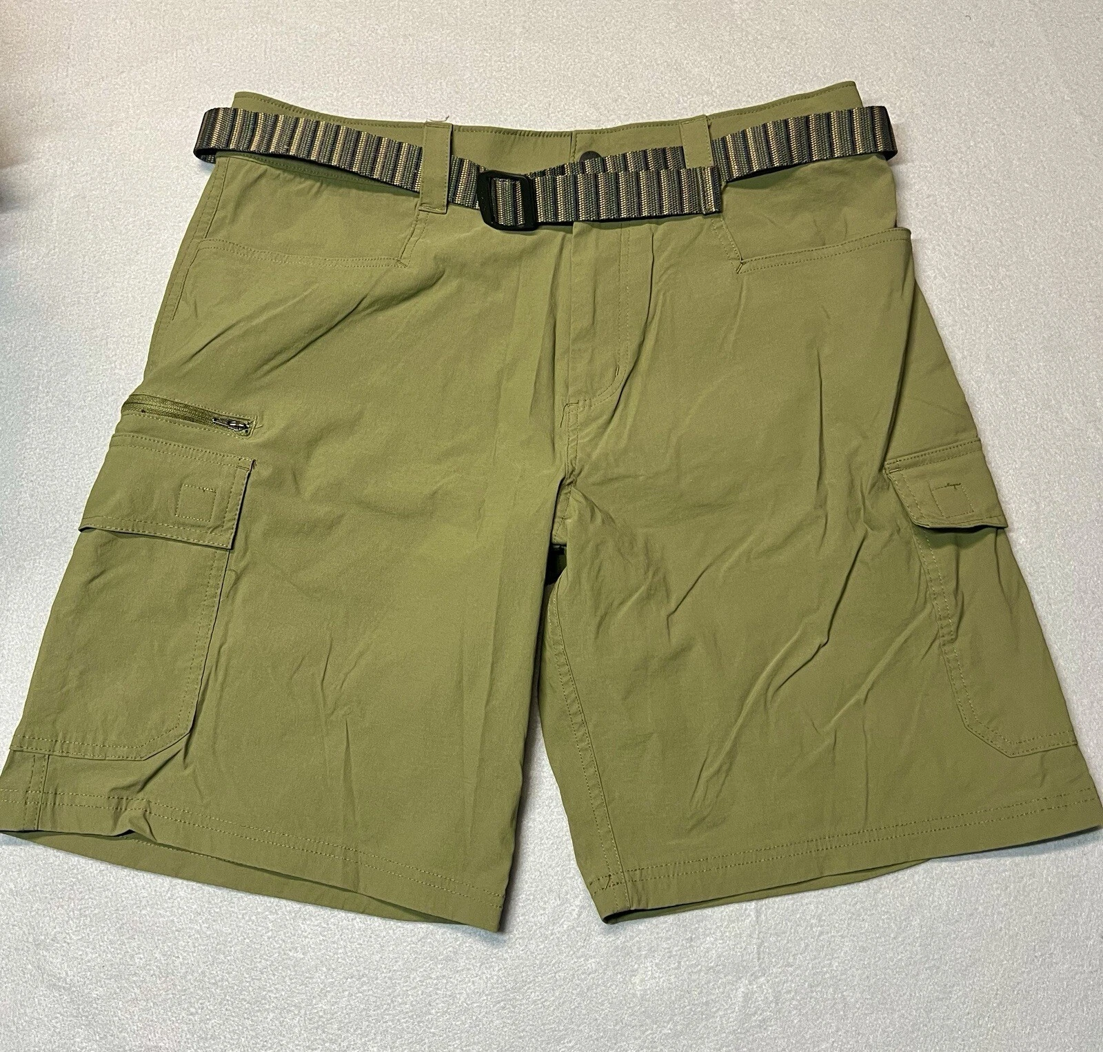 Orvis Fishing Cargo Shorts Belted Olive Green Mens 34 Outdoors Lake Boating