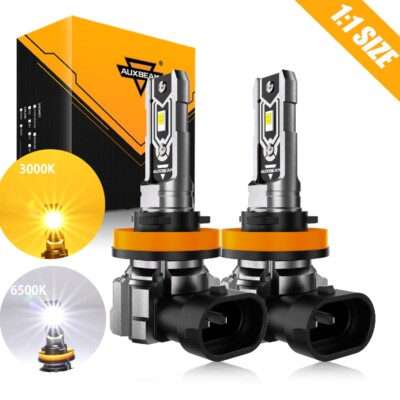 AUXBEAM H8 H11 H16JP 12000LM LED Fog Light Bulbs Driving Lamps 6500K/3000K 1:1