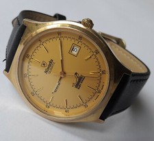 Vintage NIVADA BabyWhale Chapado en Oro 10Atm Cuarzo Ronda 5Joyas Suiza Desde Años 90