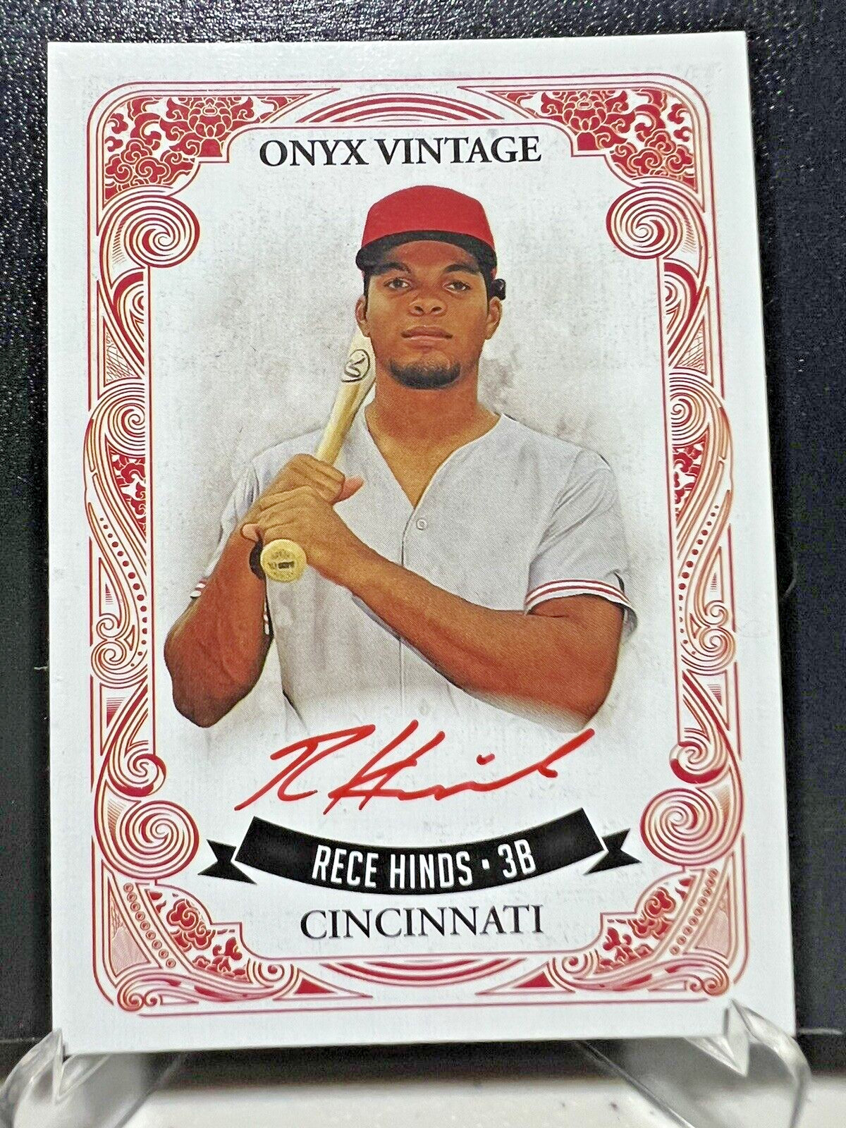 Rece Hinds 2021 Onyx Vintage Red CINCY Ink RC ON CARD Auto /50 BEAUTY👌👌