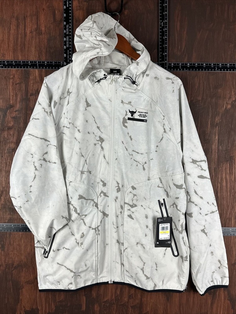 Medium Project Rock Under Armour Unstoppable Printed Wind Jacket Woven Men M NEW