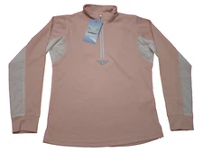 NWT TuffRider Girls M Equestrian Ventilated Technical 1/4 Zip Pink Riding Shirt