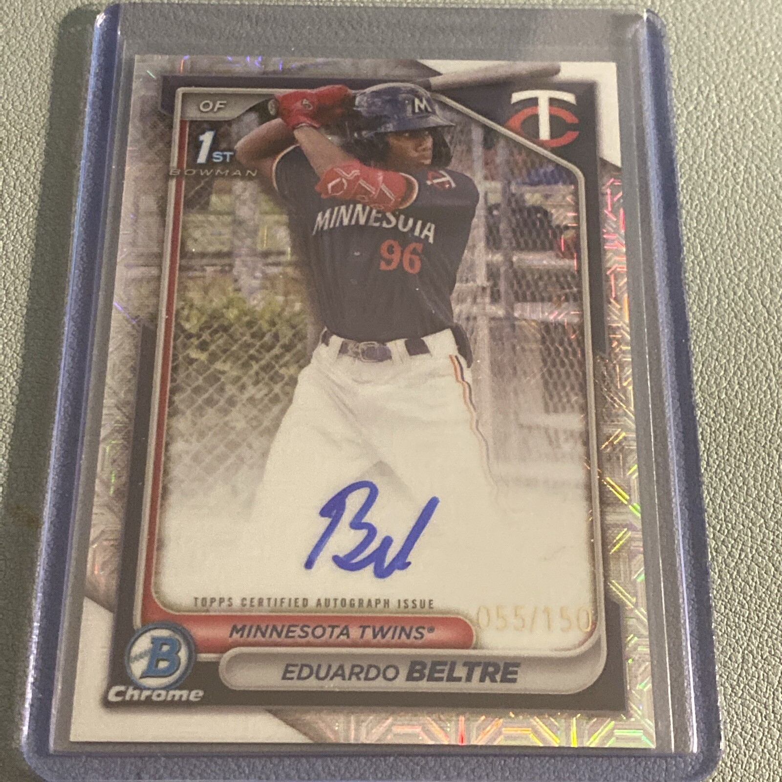 2024 Bowman Chrome Eduardo Beltre 1st Bowman Auto HTA Choice Refractor /150 SP