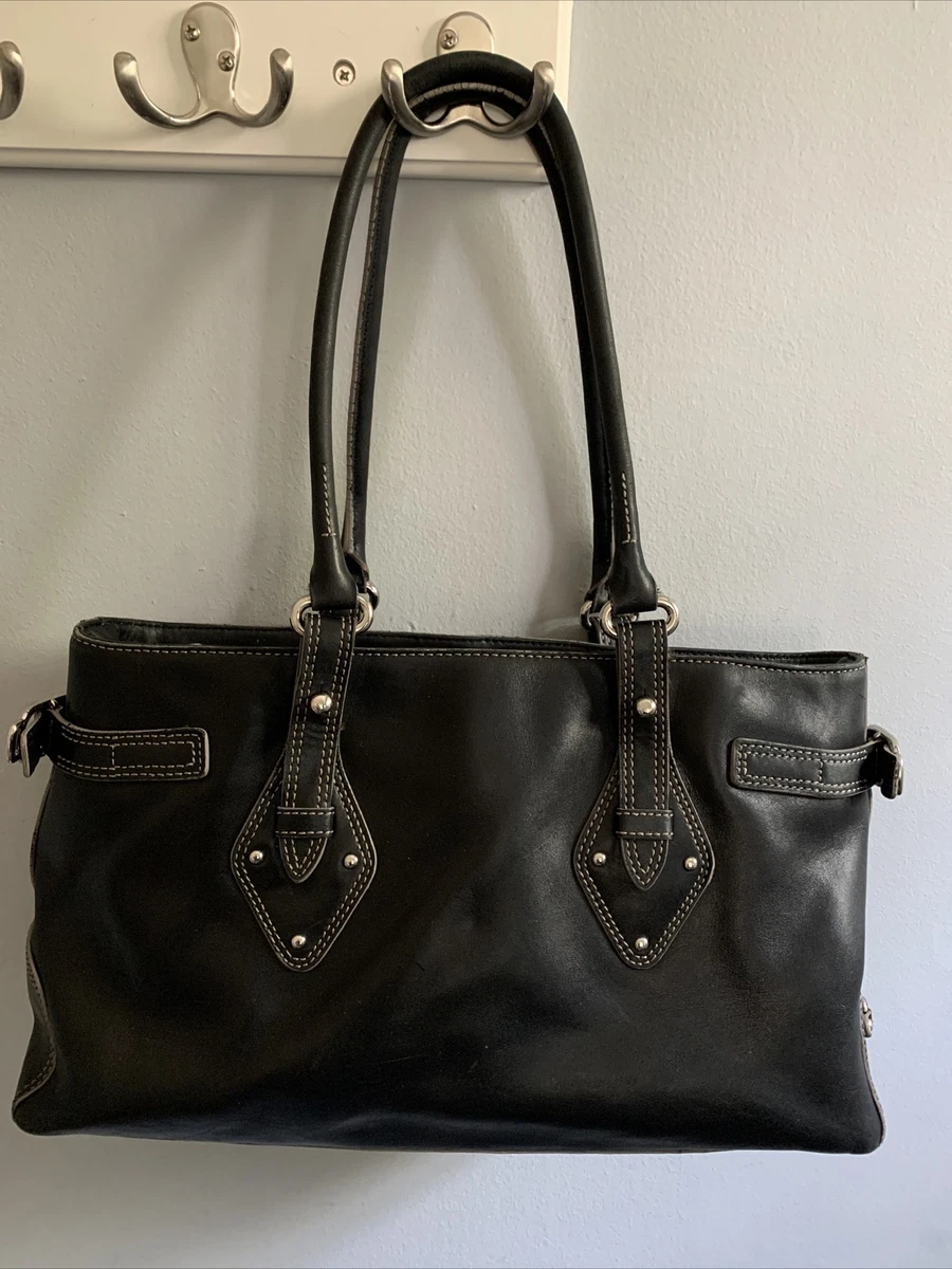 Medium Handbag Black Leather Purse Bag Trinity Collection