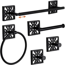 Autumn Alley 5 PCS Matte Black Farmhouse Bathroom Accessories Set, Wall Mounted