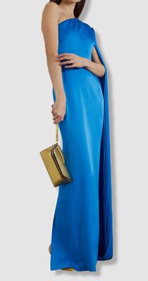 $2600 Alex Perry Women's Blue One-Shoulder Cape-Sleeve Gown Dress Size 6