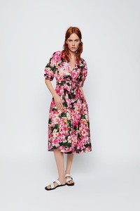 zara floral dress with belt