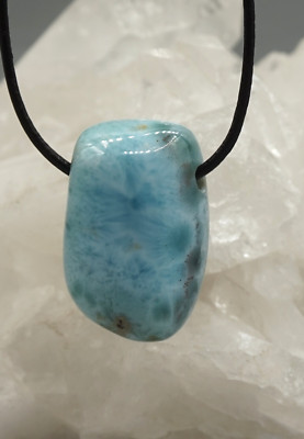 Anhänger LARIMAR Atlantisstein Edelstein-Anhänger Trommelstein gebohrt e8