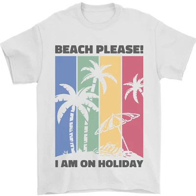 T-Shirt Amusant Pour Hommes Beach Please Je Suis En Vacances 100% Coton - Photo 1/4