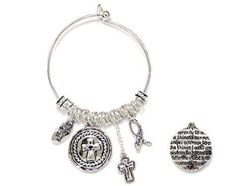 4031610 Serenity Prayer Charm Bangle Bracelet AA NA God Grant Me Wisdom