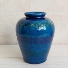 Vintage Bitossi? Aldo Londi Rimini Blue Vase H 15cm Ceramic Amphora Shape WEAR