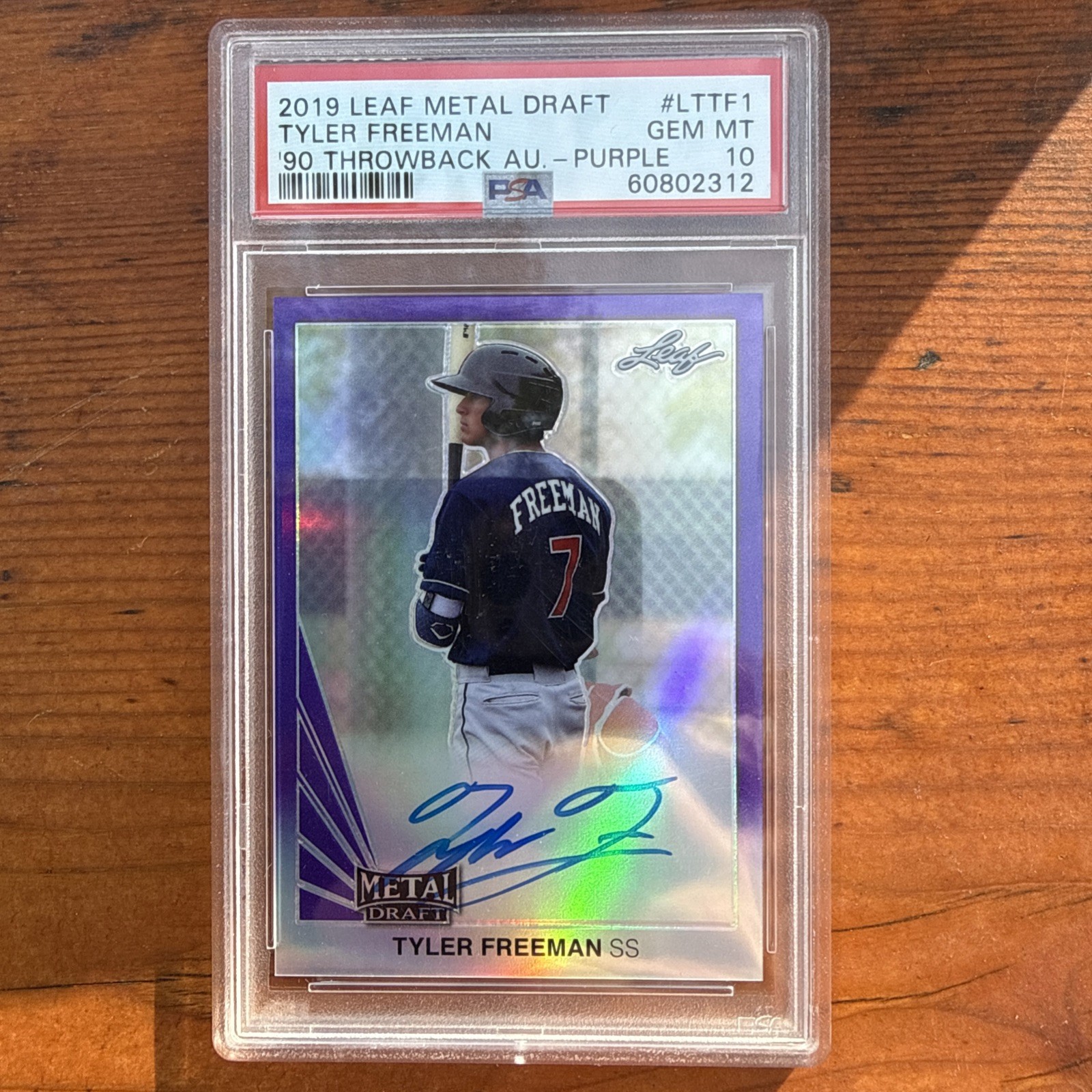 2019 Leaf Metal Draft Tyler Freeman Purple Prismatic AUTO /25 PSA 10 GEM MT view 2