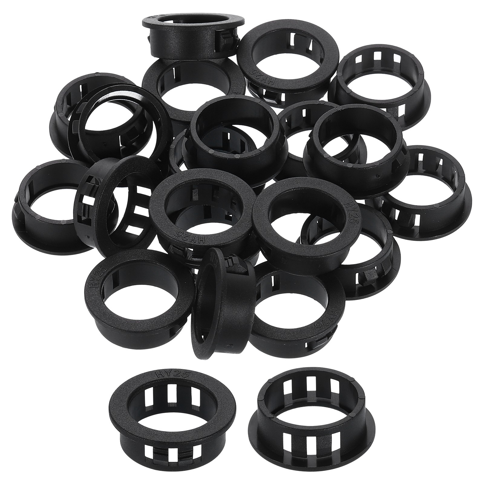 20Pcs Snap Bushing Grommets, 1"(25mm) Round Cable Hose Protector, Black