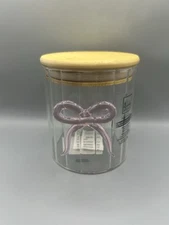 Well Equipped Kitchen Glass Jar With Pink Bow Coquette Shabby Chic Wood Lid NEW