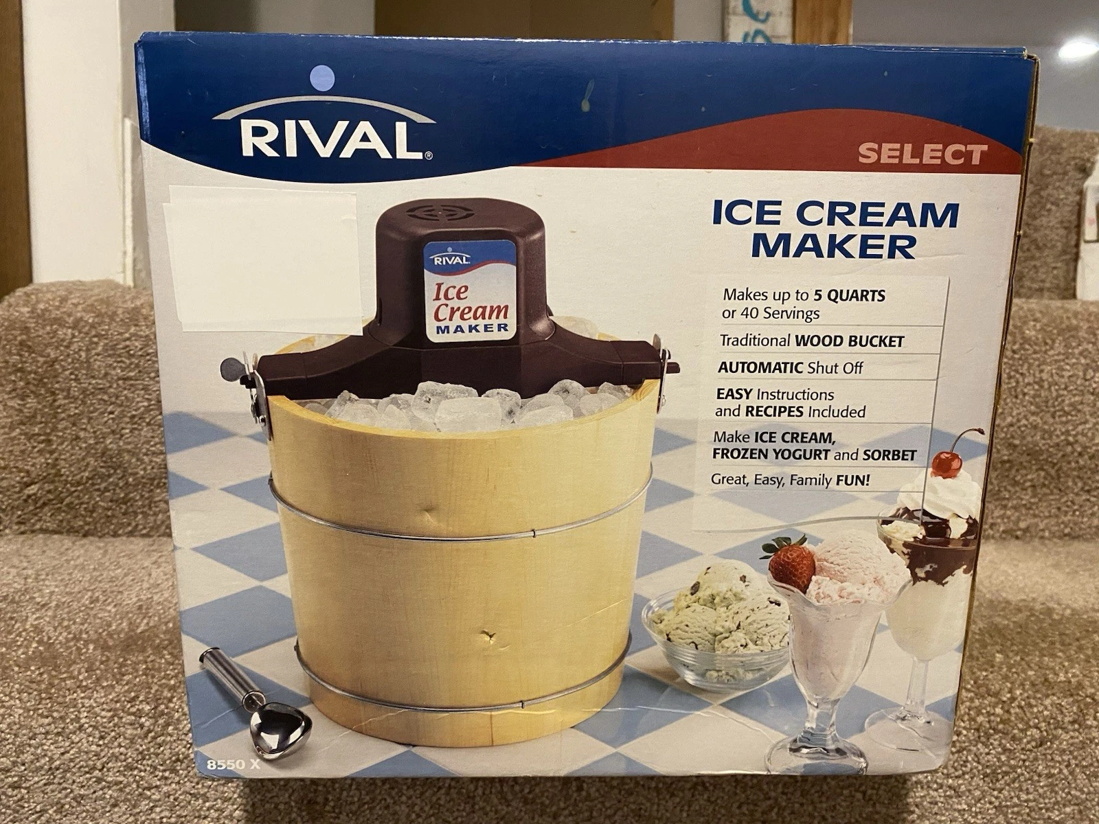Rival Ice Cream Maker Select 8550 X 5 QT 40 Servings Machine Wood Bucket New
Opens in a new window o