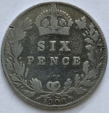 1908 Edward VII Sixpence Coin 9.25 Silver Fine Collectable Grade