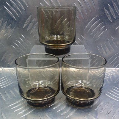 Vintage Libbey Tawny Accent Smoked Brown x3 Glas Becher (WW)