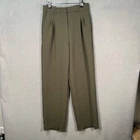 The Effortless Pant By Aritzia Size 4 Green High-Waist Straight-Leg Pleated
