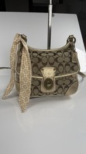 Coach Hampton Turnlock Shoulder Bag Signature C Beige Metallic Gold Coach Scarf