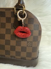 Red Lip Keychain Bag Charm Bling Rhinestones Sparkle Valentines Birthday Gift