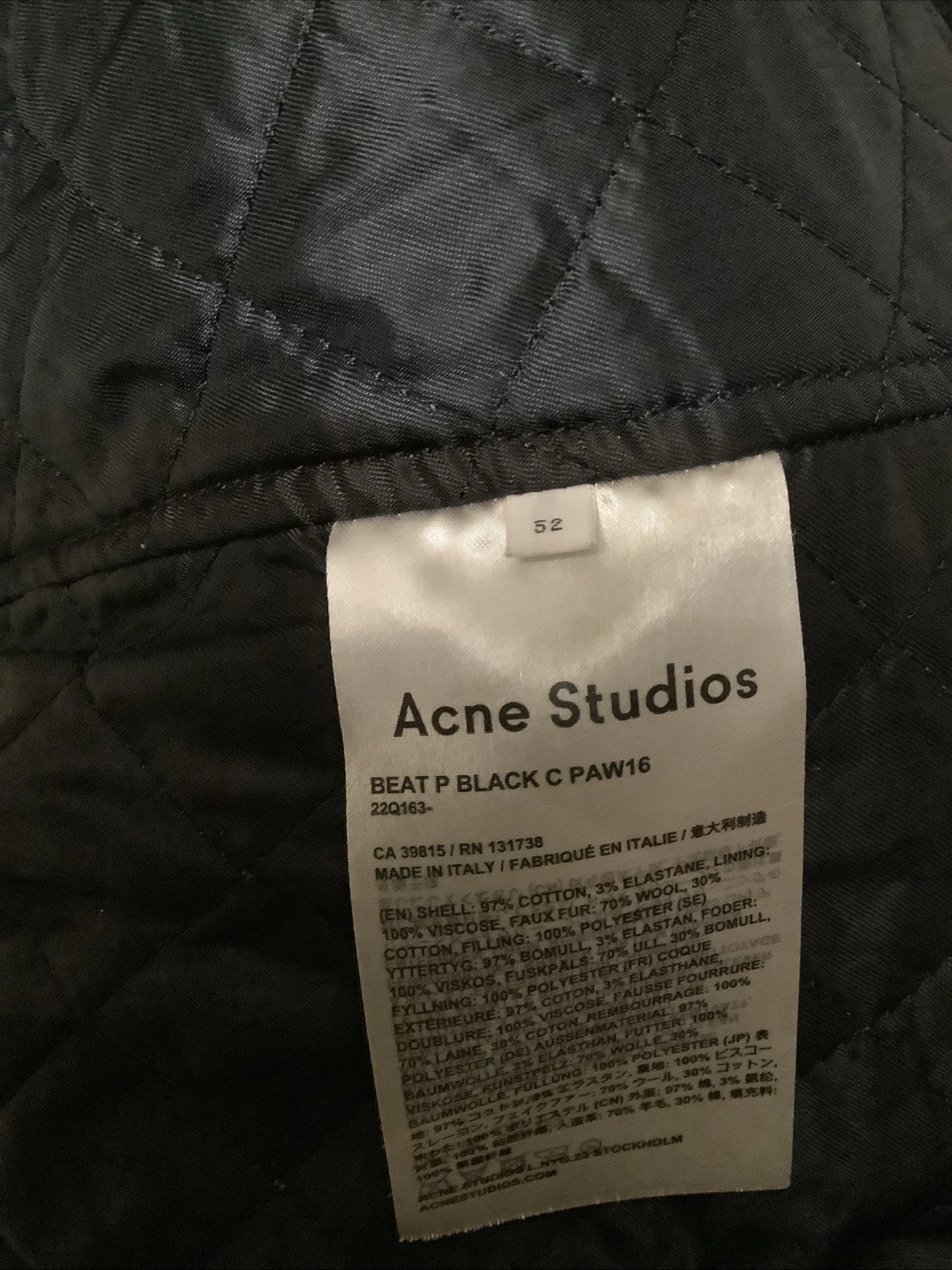 Acne Studios Black Corduroy Trucker Jacket Removable Fur Collar Snap Button Sz52 - product detail image 12