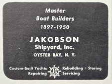 Jakobson Shipyard Oyster Bay NY Master Boat Builder Vintage Print Ad 1950
