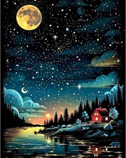 Ausanrl Paint by Numbers Kits for Adults-Moon Painting 16x20inch, Star Night