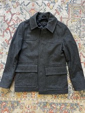 Banana Republic Men's Gray Mid-Length Overcoat Button Pocket Size M