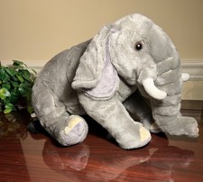 FAO Schwarz Plush Elephant Stuffed Animal 20" long 13" tall Gray 2018 Excellent 