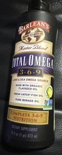 Barlean's Total Omega 3-6-9 Lemonade, 16 oz DHA, ALA, GLA  Joint & Heart Health