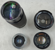 Lot of 4 Lenes for 35mm Cameras. Minolta, Soligor, Zykkor, Tokina EB-20044