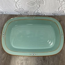 Noritake Stoneware Boulder Ridge Rectangular Baker Casserole Dish 8674 Turquoise