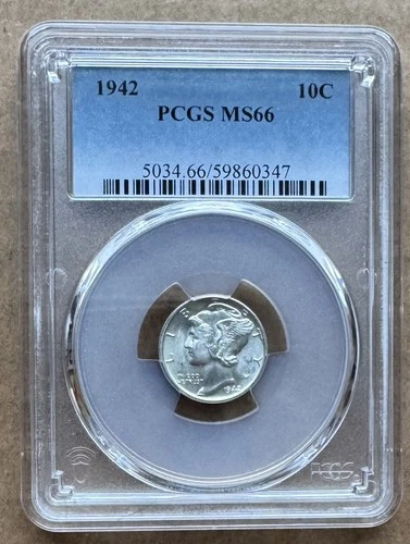 1942 10C PCGS MS66 1942 MERCURY DIME SILVER 10c