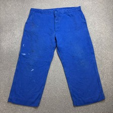 VINTAGE French Trousers Adult 38x24 Blue Workwear Chore Canvas Utility Mens