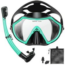 Adult Snorkel Set with Panoramic Mask, Anti-Leak Design, Travel Ready Gear