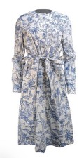Tory Burch Size 6 Women’s Ivory Blue Safari Print Dress Toile Giraffe Zebra