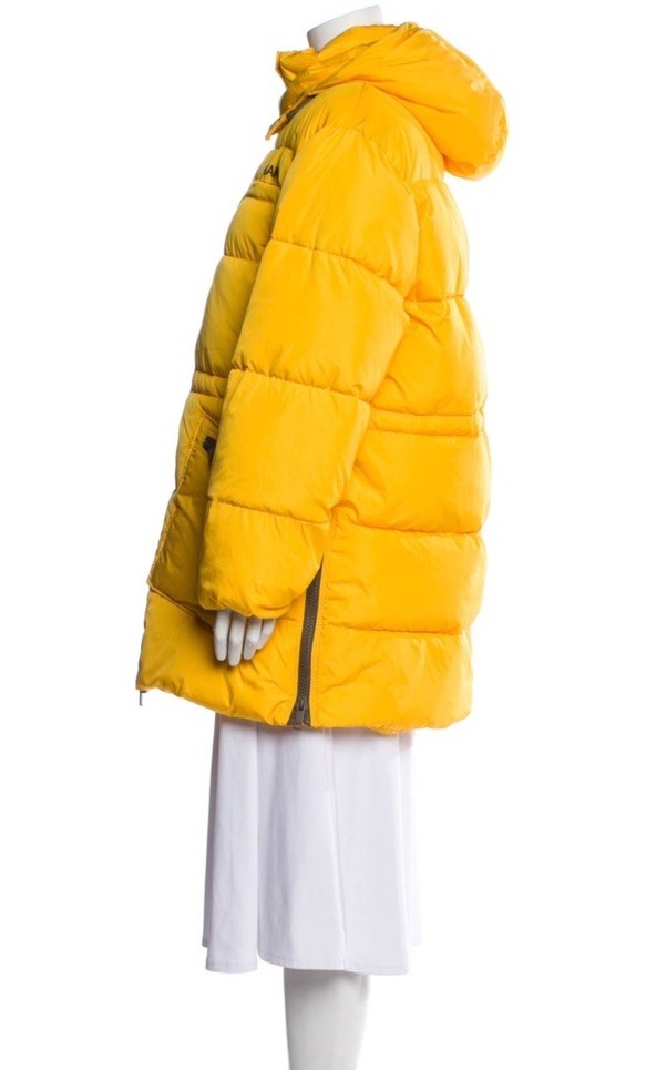 NWOT  GANNI  Yellow Tech Oversized Puffer Jacket w Hood S/M -$475 image 6