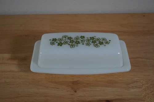 Vintage PYREX Spring Blossom Crazy Daisy Butter Dish & Lid USA - Lot A