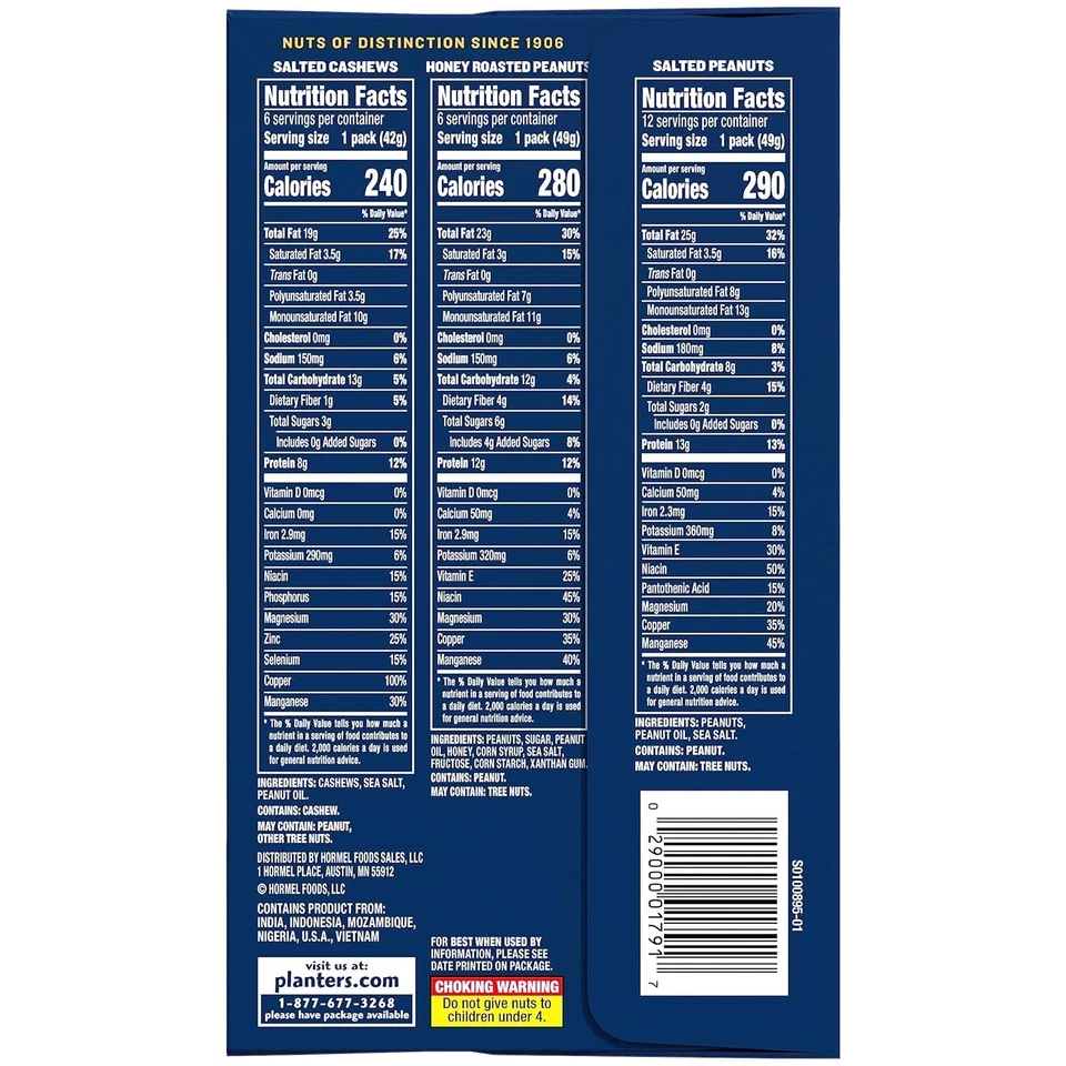 Variedad de bocadillos kosher: anacardos salados, cacahuetes y miel tostados, 36 unidades Foto 4 de 4