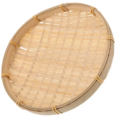 Plateau de panier tissé en bambou de 8,65 pouces, panier de fruits rond en - Photo 1/4