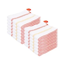 12 Pack of Kitchen Dishcloths - Striped Pattern - 13 x 13 in - Soft 100% Cotton 