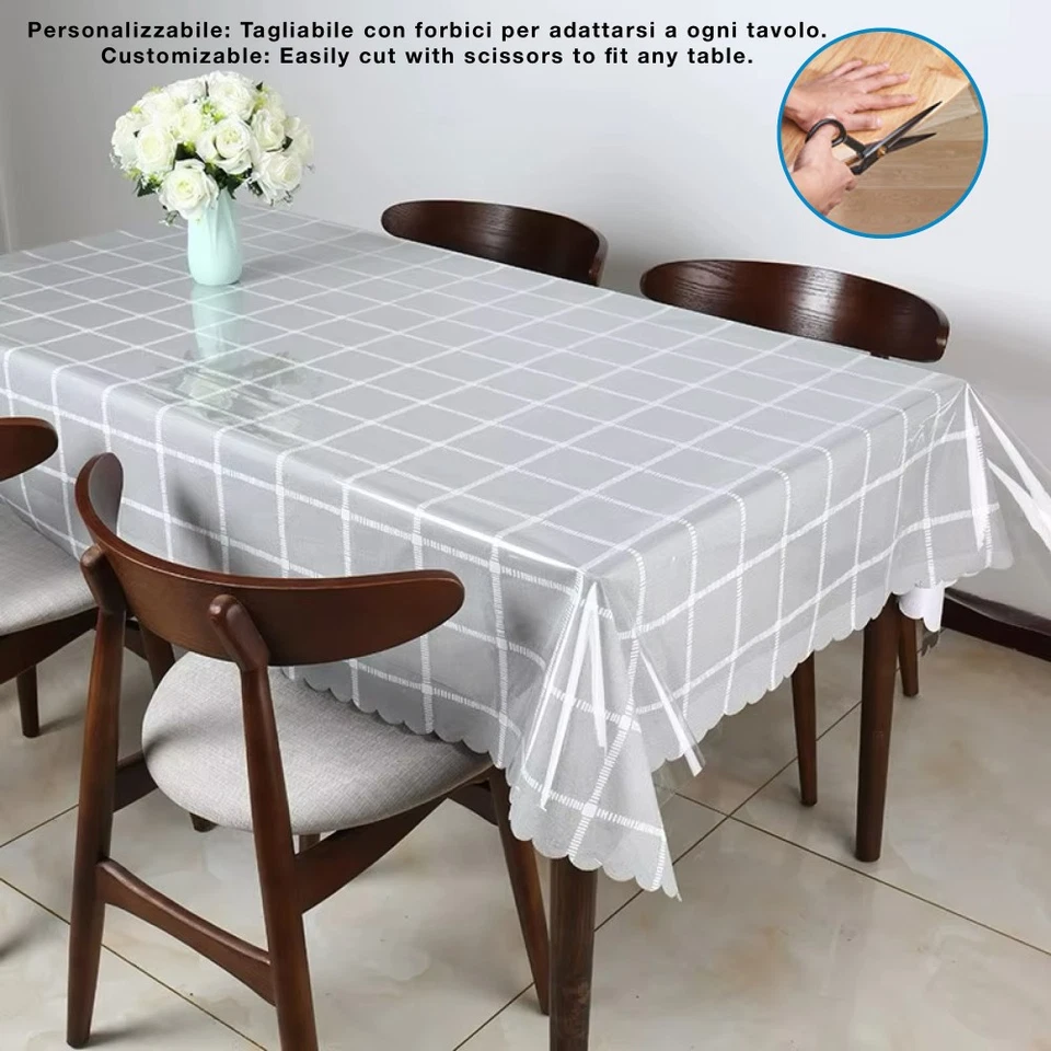 Tovaglia Trasparente Antimacchia in PVC Crystal, Copritavolo cristallo Spessore - Image 3 of 4