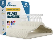 Lifemaster Velvet Non-Slip Hangers - 50 Pieces Non-slip Coat Hanger Set with 360