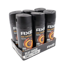 6 PACK AXE Dark Temptation Chocolate 48Hr Fresh Deodorant Body Spray 150ml Each