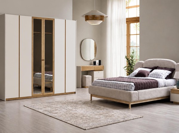 Modernes MöBelset: Bett, Kleiderschrank, Frisiertisch, 2 Nachttische-image