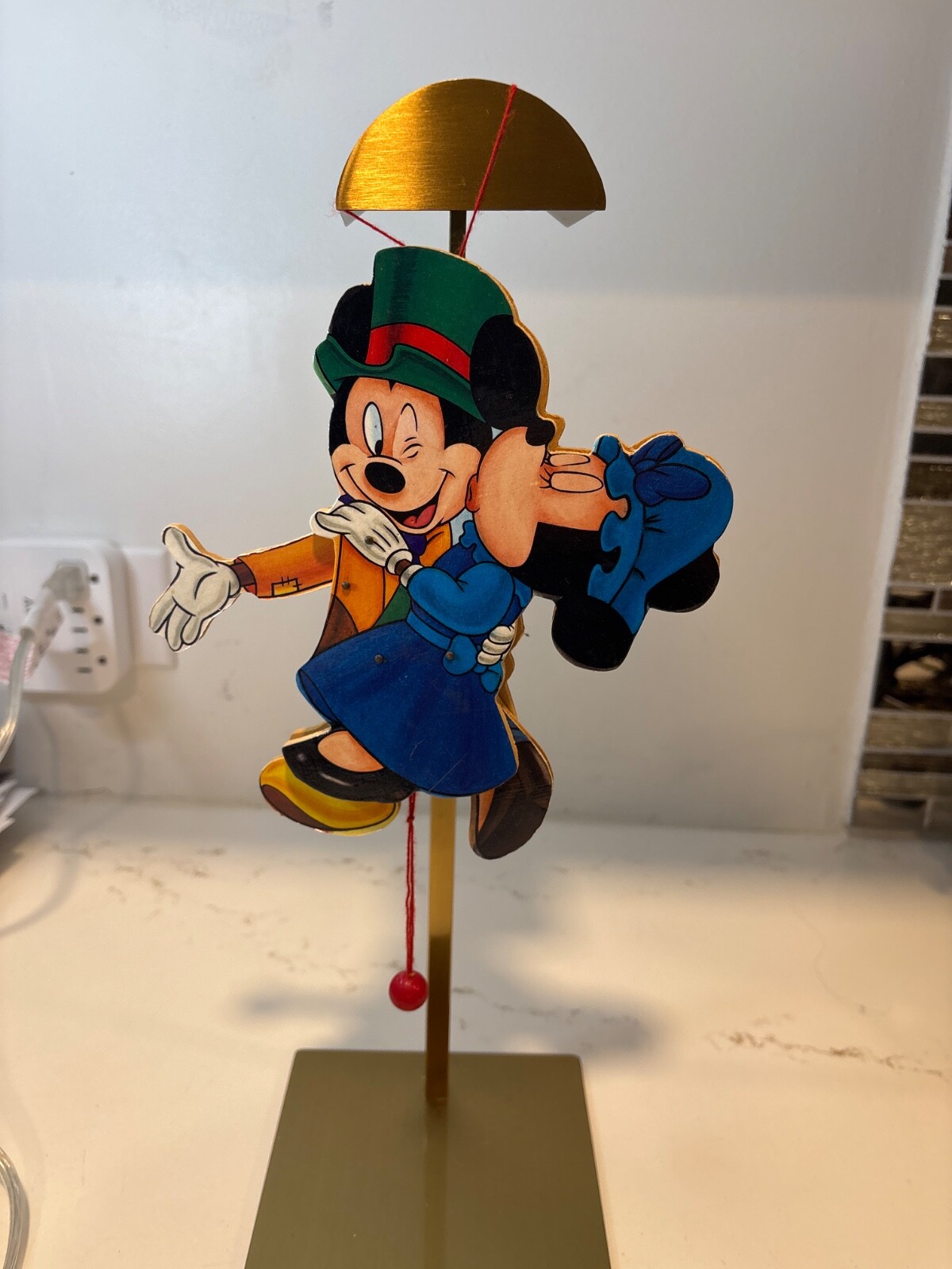 VTG Kurt Adler Mickey Mouse Christmas Carol Pull String Ornament Vintage