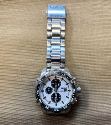 SEIKO Solar Chronograph V172-0AT0 Panda Dead Battery Men's White