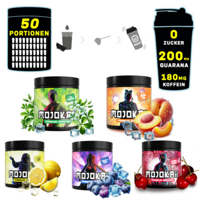Mojokaii Workout & Gaming Booster - 50 Portionen Energy Drink - 250g Dose - NEU